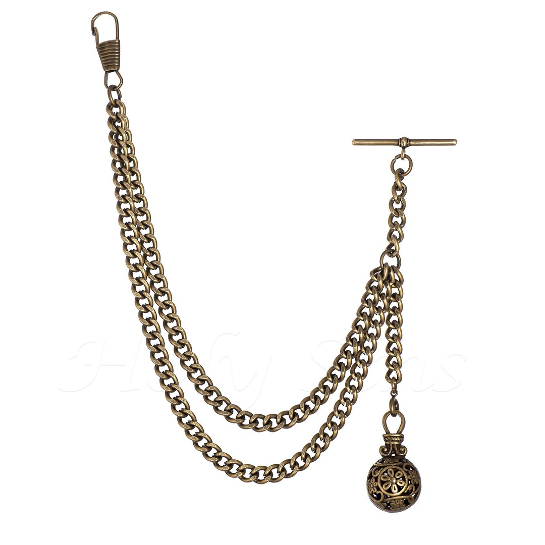 Bronze Albert Pocket Watch Fob Chain With Pendant Etsy