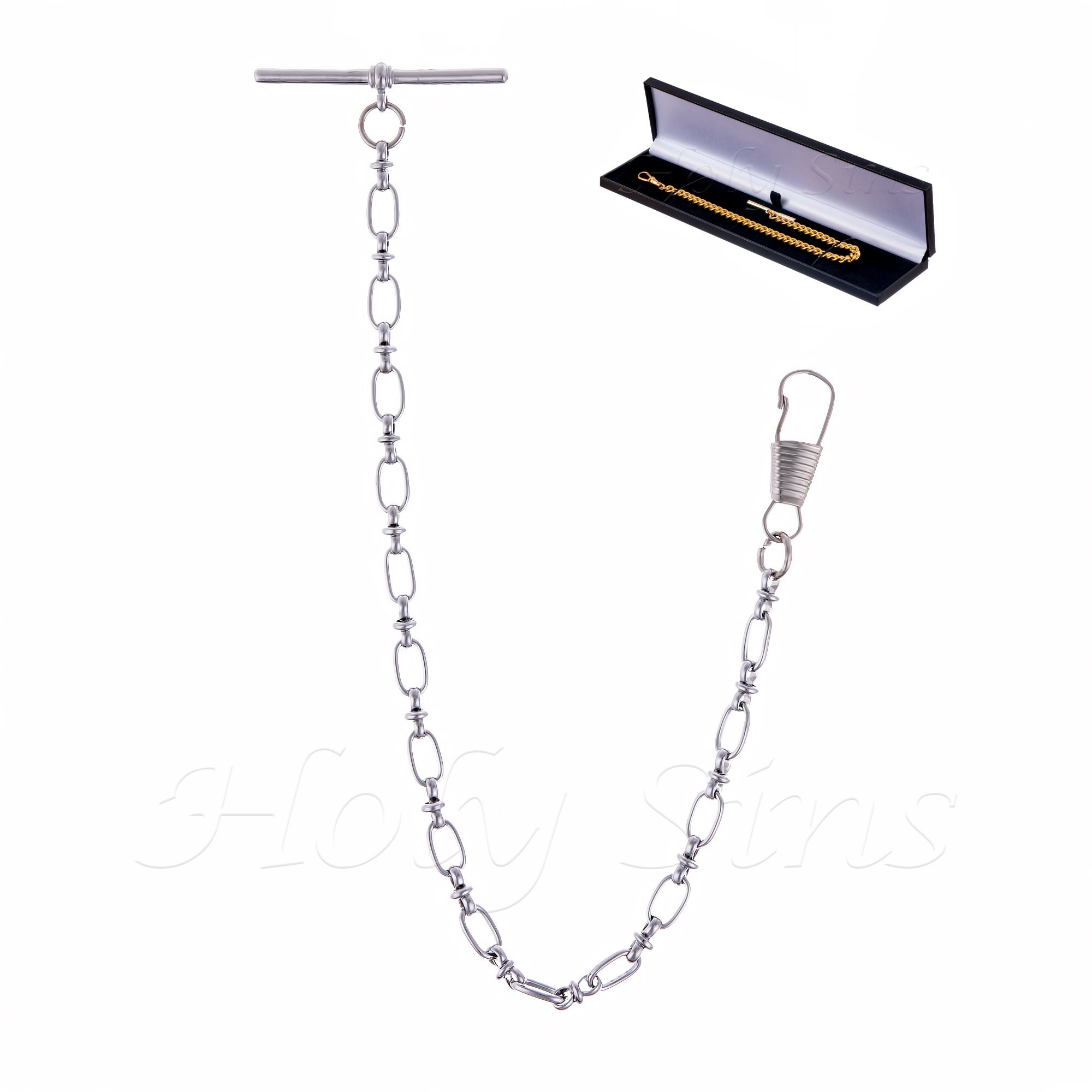 Peaky Blinders Silver Colour Single Albert Pocket Watch Chain Etsy UK