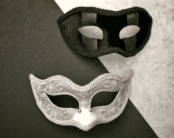 Black & SilverCouple's Masquerade Mask - Masquerade Ball Mask For Women And Men - Bride And Groom's Mask - Masquerade Wedding
