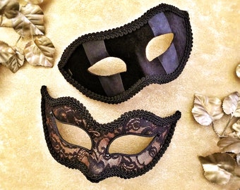 Gold And Black Couples Masquerade Mask - Lace Masquerade Ball Mask For Women And Men - Bride And Groom's Mask