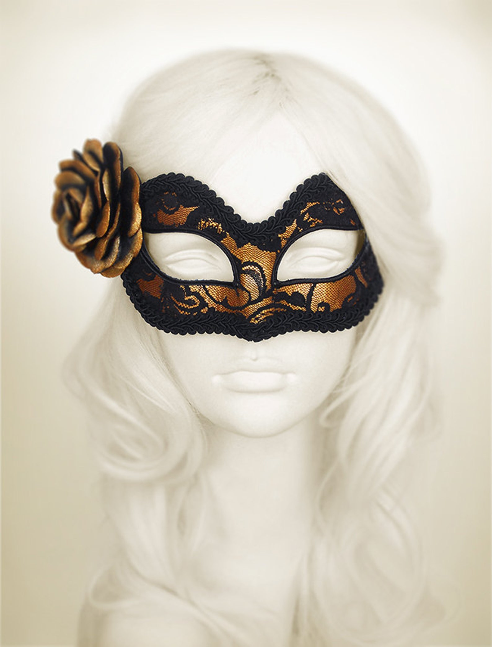 Gold and Black Lace Masquerade Mask - Gold Venetian Mask Decorated With ...