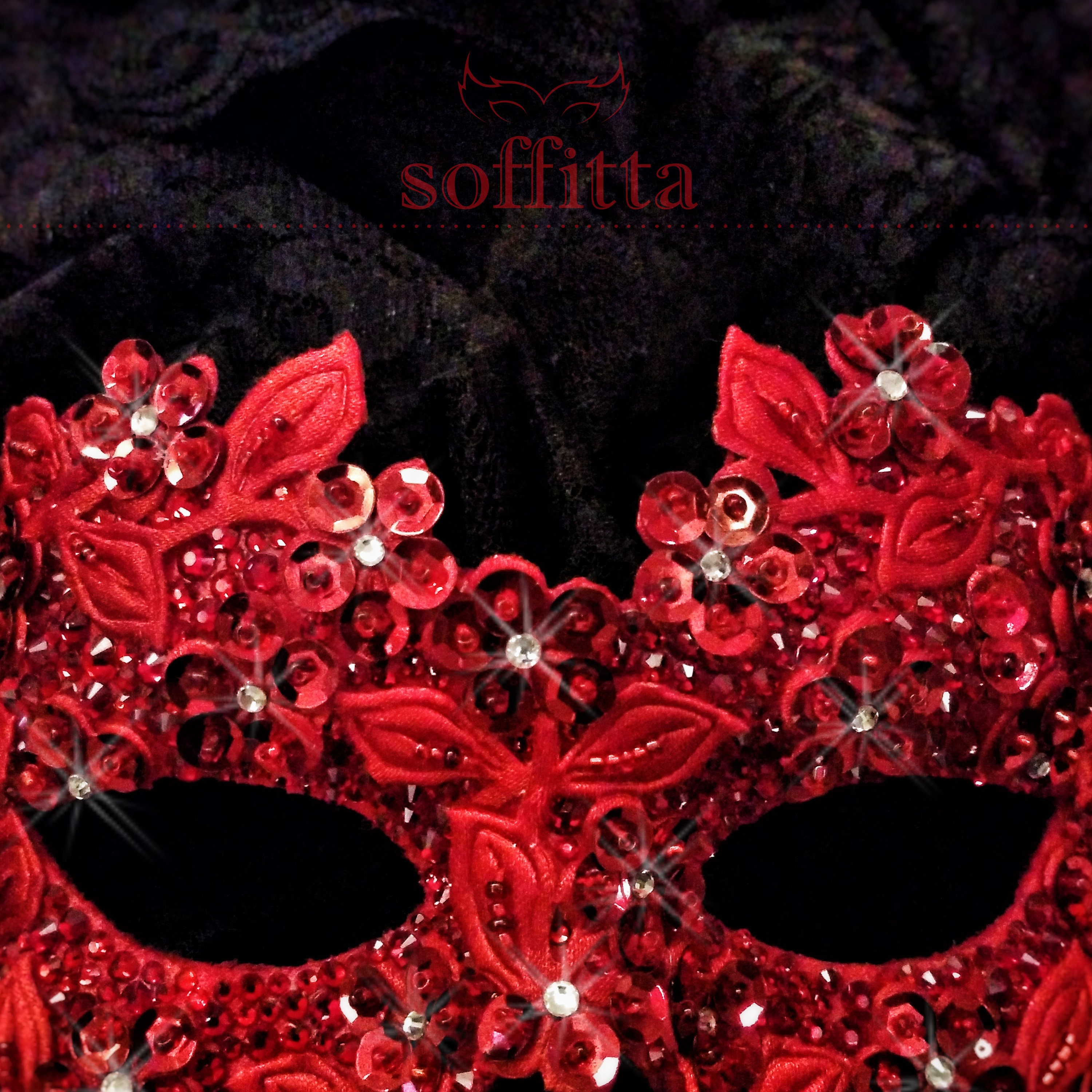 Sequined Red Masquerade Mask With Rhinestones and Embroidery Embellished  Venetian Style Red Masquerade Ball Mask 