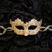 Sequined Gold Masquerade Mask With Rhinestones And Embroidery - Embellished Venetian Style Gold Masquerade Ball Mask