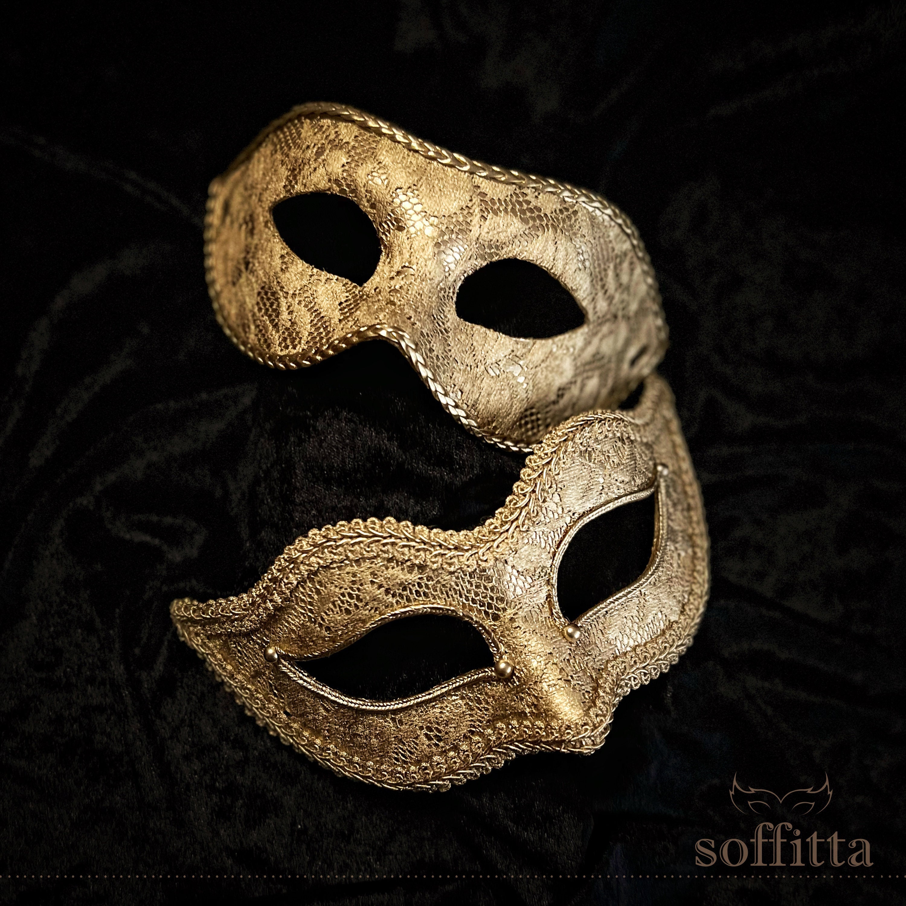 Venetian Style Gold Couple's Masquerade Mask Gold Lace - Etsy