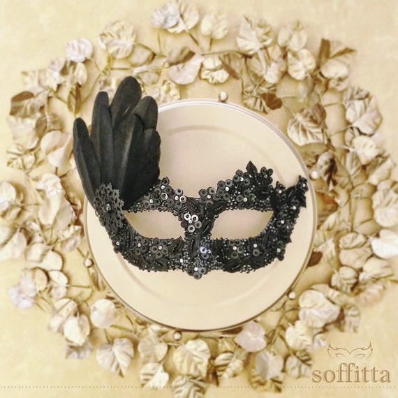 Black Wedding Masquerade Ball Mask Flower Prom Wedding Halloween Cosplay Mask by