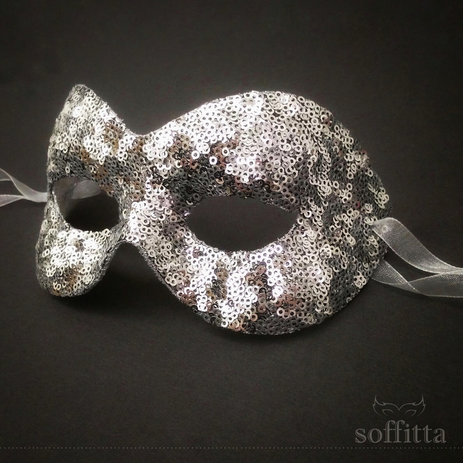 Silver Sequin Masquerade Mask Shimmering Style Etsy