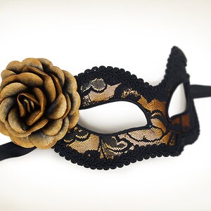 Gold and Black Lace Masquerade Mask - Gold Venetian Mask Decorated With ...