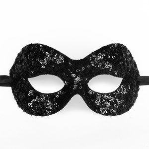 Sequined Shimmering Black Masquerade Mask -  Venetian Style Glitter Halloween Mask - For Masquerade Ball, Prom, Costume Party,, Mardi Gras