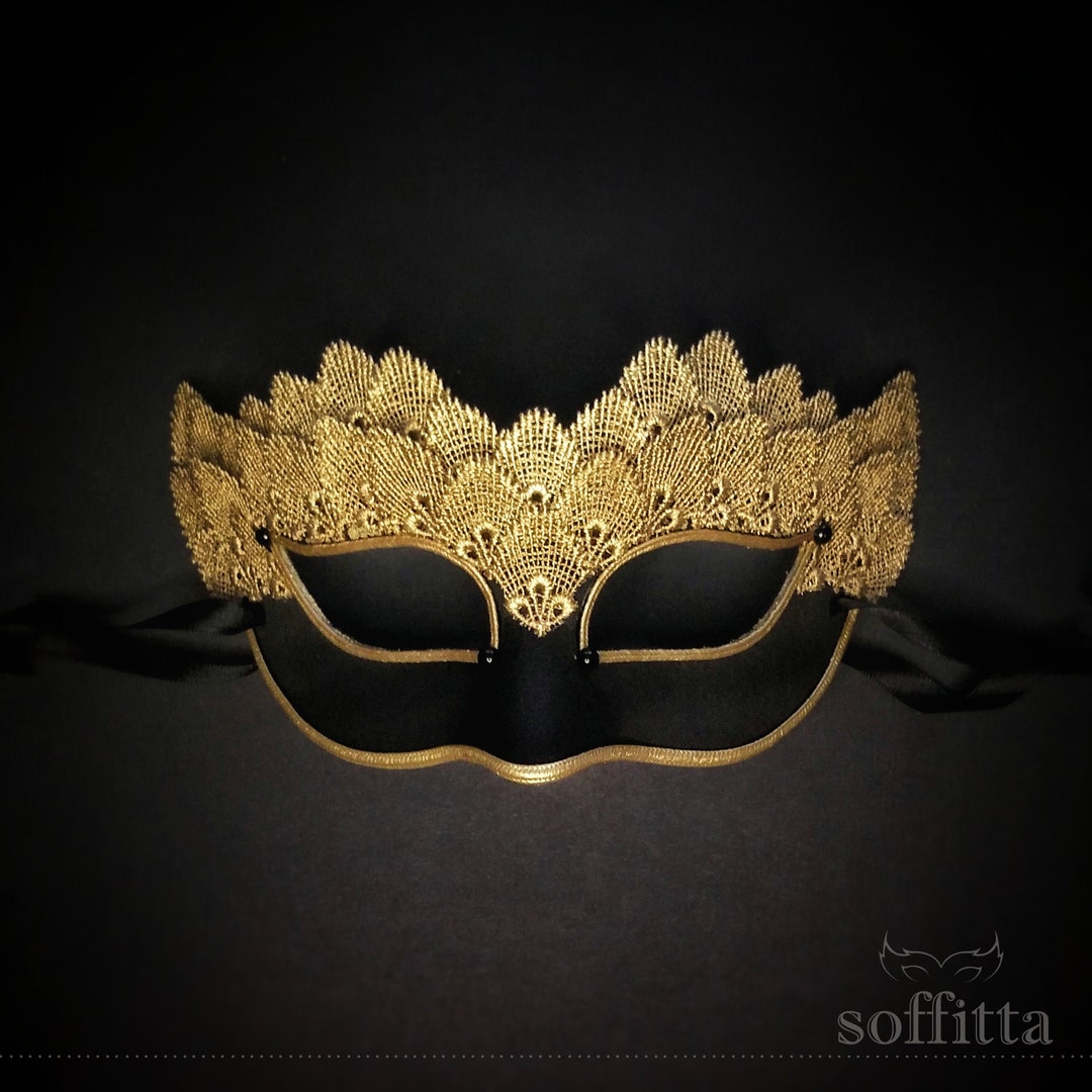 Black & Gold Lace Masquerade Mask Style Halloween Etsy Australia