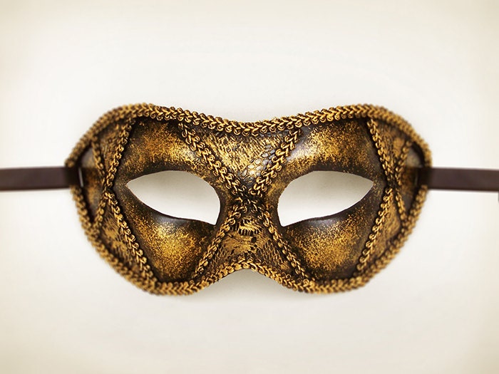 Handpainted Metallic Gold Masquerade Mask for Men Antiqued - Etsy