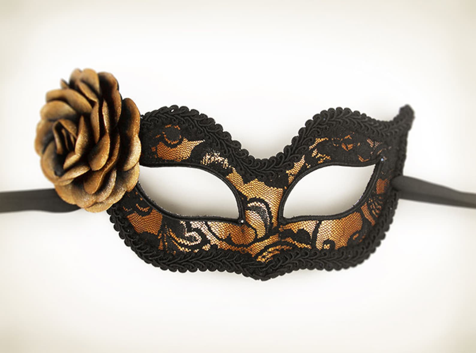 Gold and Black Lace Masquerade Mask - Gold Venetian Mask Decorated With ...