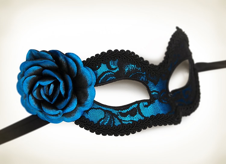 Blue And Black Lace Masquerade Mask Blue Venetian Mask | Etsy