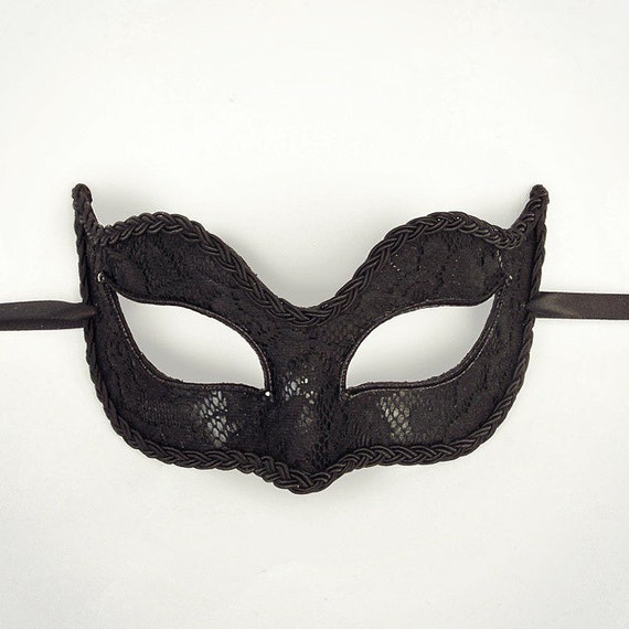 Black Lace Masquerade Mask Black Venetian Mask Decorated Etsy