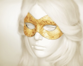 Gold Lace Masquerade Mask -  Venetian Style Accessory For Prom