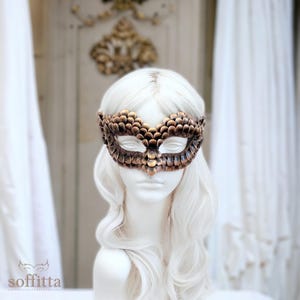 Gold & Black Masquerade Mask With Dragon Scales -  Antiqued Gold Venetian Mask - Antiqued Gold Masquerade Ball Mask