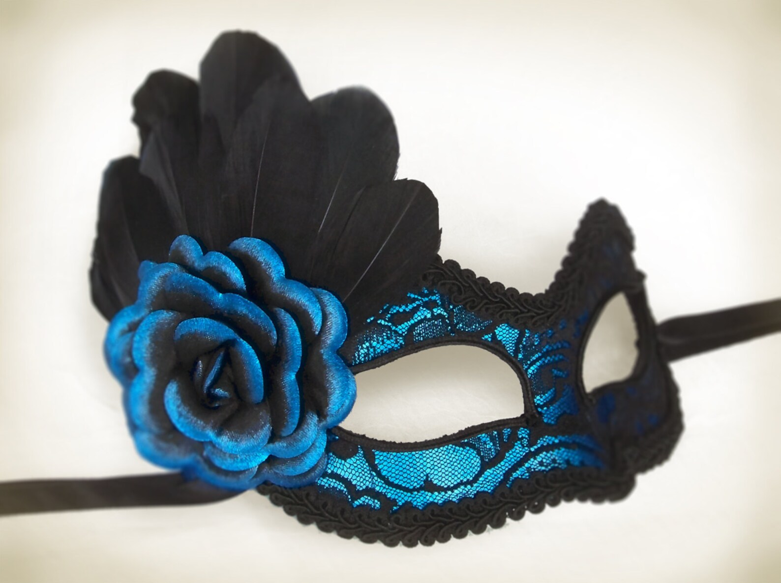 Metallic Blue & Black Lace Masquerade Mask Blue Etsy