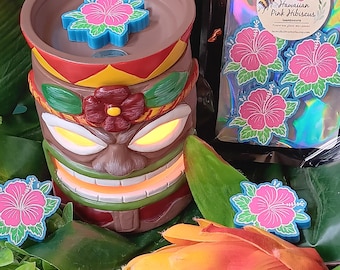 Hawaiian Pink hibiscus flower wax melts strong scented wax melts for wax warmer tropical scented wax melts summer tiki wax melt scented gift