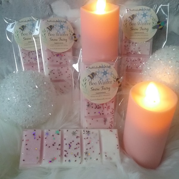 Snow fairy snap bar holiday wax melt gift for christmas gift for wax warmer strong scented wax melts winter scent wax melt snap bar