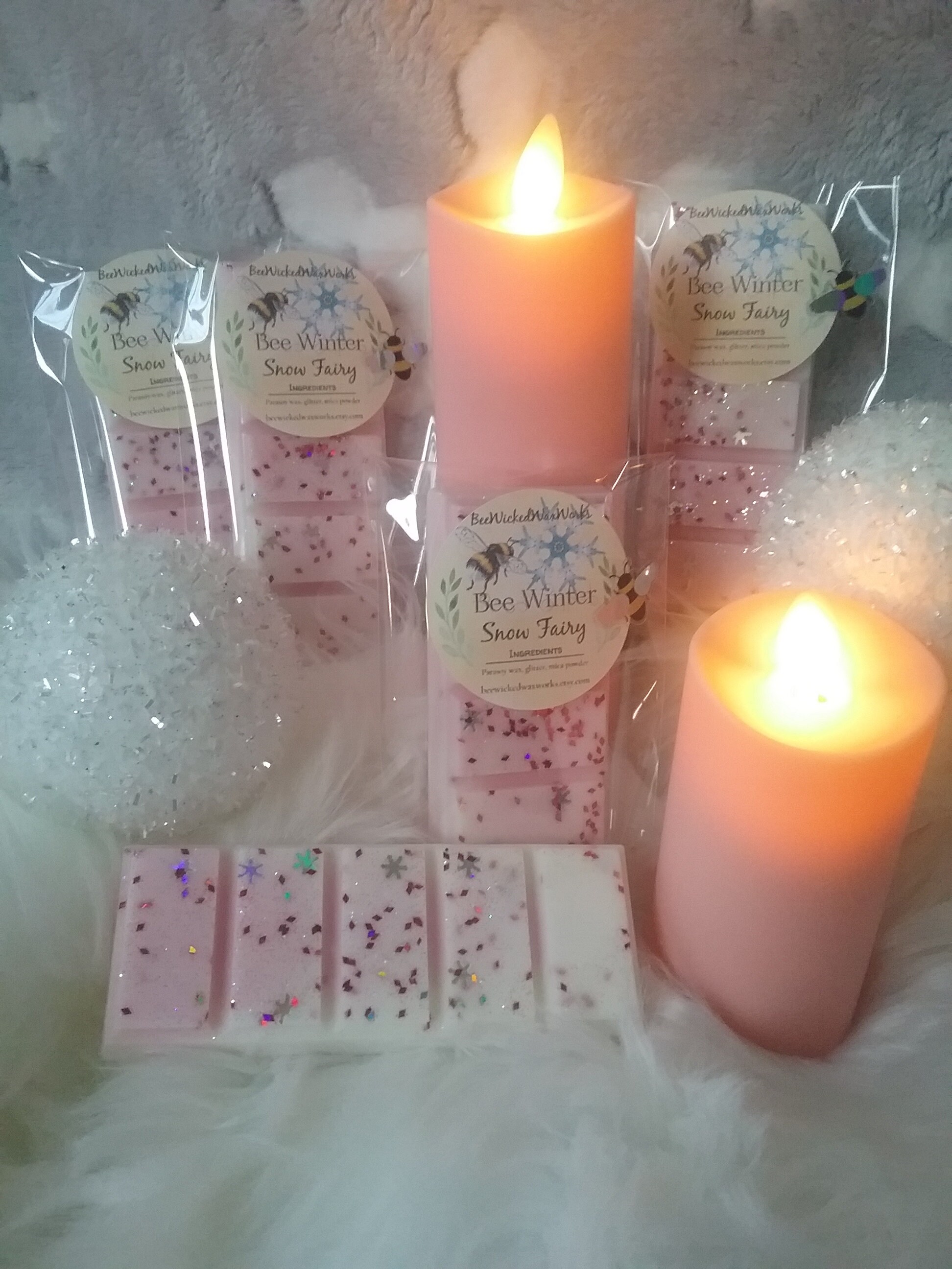Snow fairy snap bar holiday wax melt gift for christmas gift for wax warmer strong scented wax melts winter scent wax melt snap bar