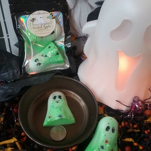 Wicked apple ghost wax melts strong scented wax melts for wax warmer gift for halloween lover wax melts apple scented wax melts pouch