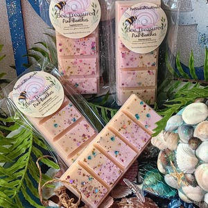 Pink beaches wax melt snapbar strong scented wax melt for wax warmer fruit scented wax melts housewarming gift exotic fruity floral wax melt