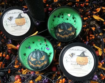 Wicked apple halloween Jack o lantern wickless candle tin strong scented wax melts candle gift for candle warmer gift Halloween lover