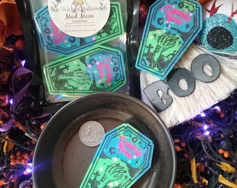 Mad moon zombie coffin wax melts strong scented wax melts for wax warmer gift for halloween lover halloween caramel apple scented wax melts