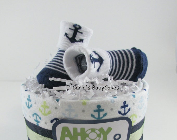 Nautical Diaper Cake Anchor Diaper Cake Boy Diaper Cake Etsy