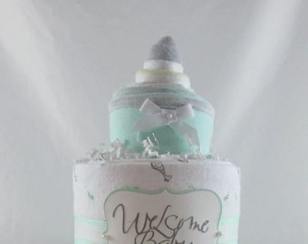 Baby diaper cake, Baby shower gift, Baby shower decoration, New mom gift, Baby sprinkle gift, Baby gift ideas, Neutral diaper cake