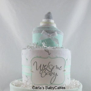 Baby diaper cake, Baby shower gift, Baby shower decoration, New mom gift, Baby sprinkle gift, Baby gift ideas, Neutral diaper cake
