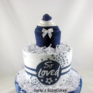 Navy Blue Star Diaper Cake, Baby Shower Centerpiece