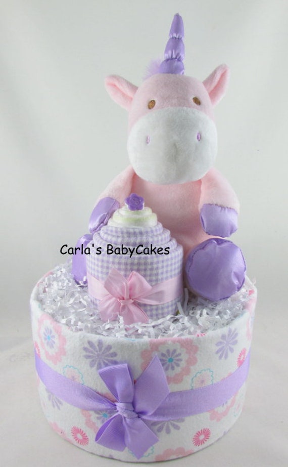 Unicorn Diaper Cake Baby Shower Gift Centerpiece Decoration Girl Pink Unique