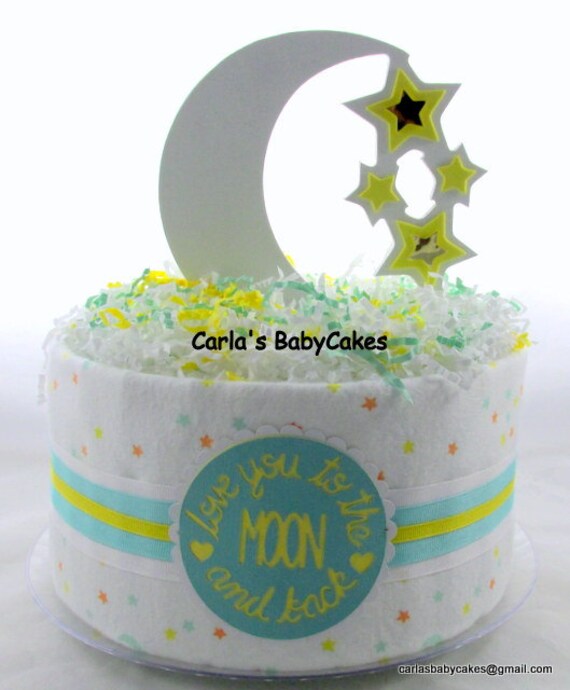 Moon Stars Diaper Cake Baby Neutral Moon Stars Diaper Cake Baby Neutral Shower Decoration Gift And