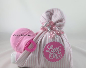Girl Diaper Cake, Stork Bundle Baby Shower Gift