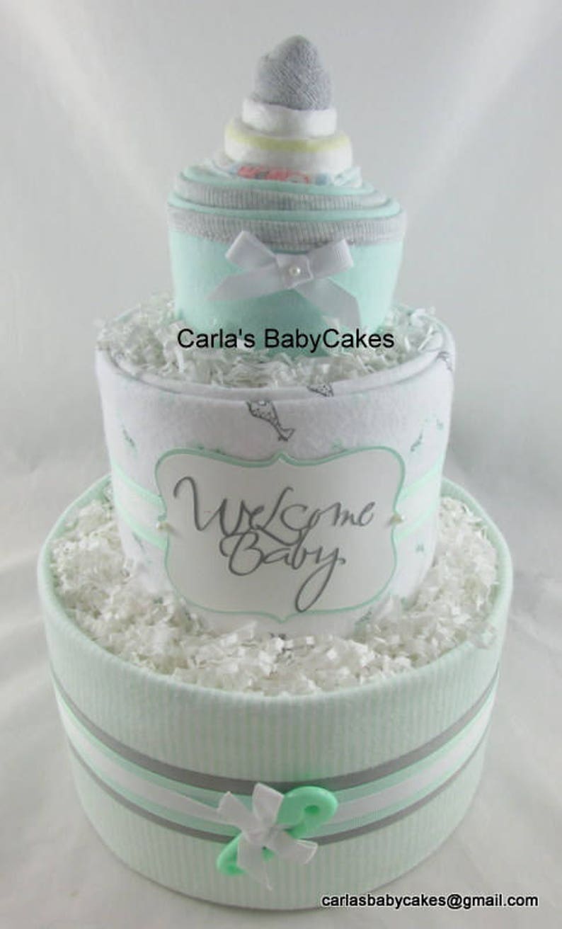 Baby diaper cake, Baby shower gift, Baby shower decoration, New mom gift, Baby sprinkle gift, Baby gift ideas, Neutral diaper cake image 5