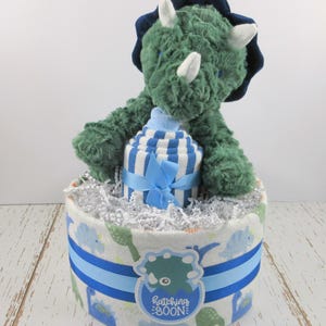 Dinosaur Diaper Cake: Plush Dino Baby Shower Centerpiece
