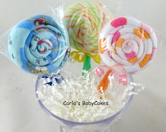 Double Washcloth Lollipop, Baby Shower Favor, Baby Washcloth Gift,  Baby Washcloth Lollipop, New Mom Gift, New Baby Gift, Baby shower decor