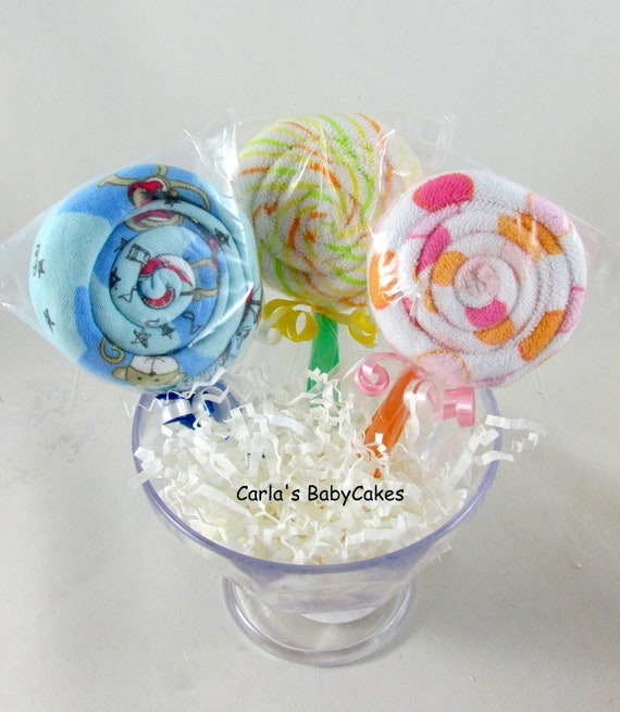 Double Washcloth Lollipop, Baby Shower Favor, Baby Washcloth Gift, Baby Washcloth Lollipop, New Mom Gift, New Baby Gift, Baby shower decor Il_570xn