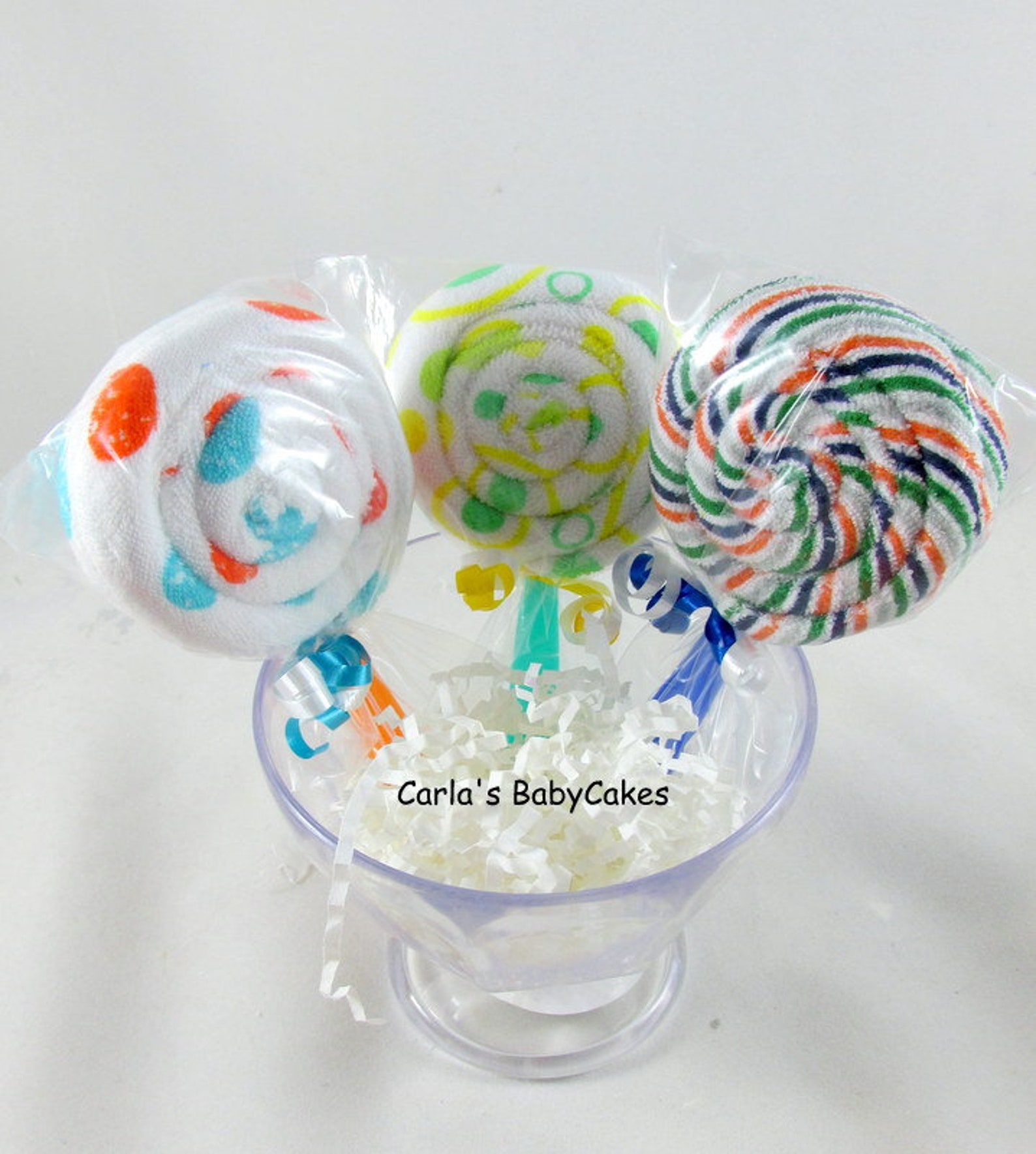 Double Washcloth Lollipop Baby Shower Favor Baby Washcloth Etsy