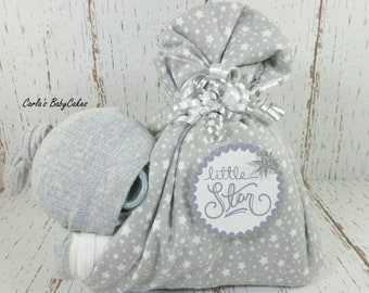 Stork bundle baby, Unique baby gift, Baby shower gift, New baby gift, Little star diaper cake, Baby shower decoration, Diaper stork bundle