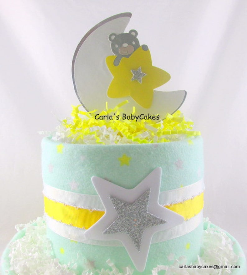 Baby diaper cake Moon and Stars diaper cake Neutral diaper Etsy