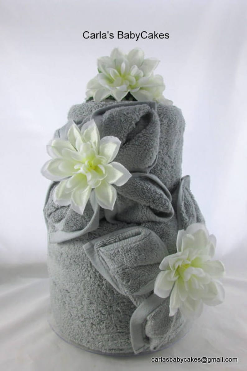 Bridal Shower Towel Cake, Wedding Towel Cake, Couples Wedding Gift, Bridal Shower Gift, Housewarming gift, Bath towel spa gift image 4