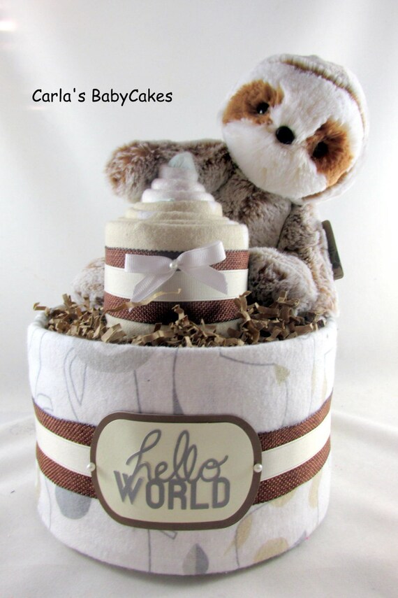Sloth Diaper Cake Baby Diaper Cake Baby Shower Gift New Mom Etsy.