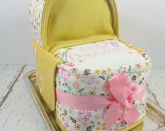 Diaper Cake Bassinet, Girl Baby Shower Gift, Spring Decor