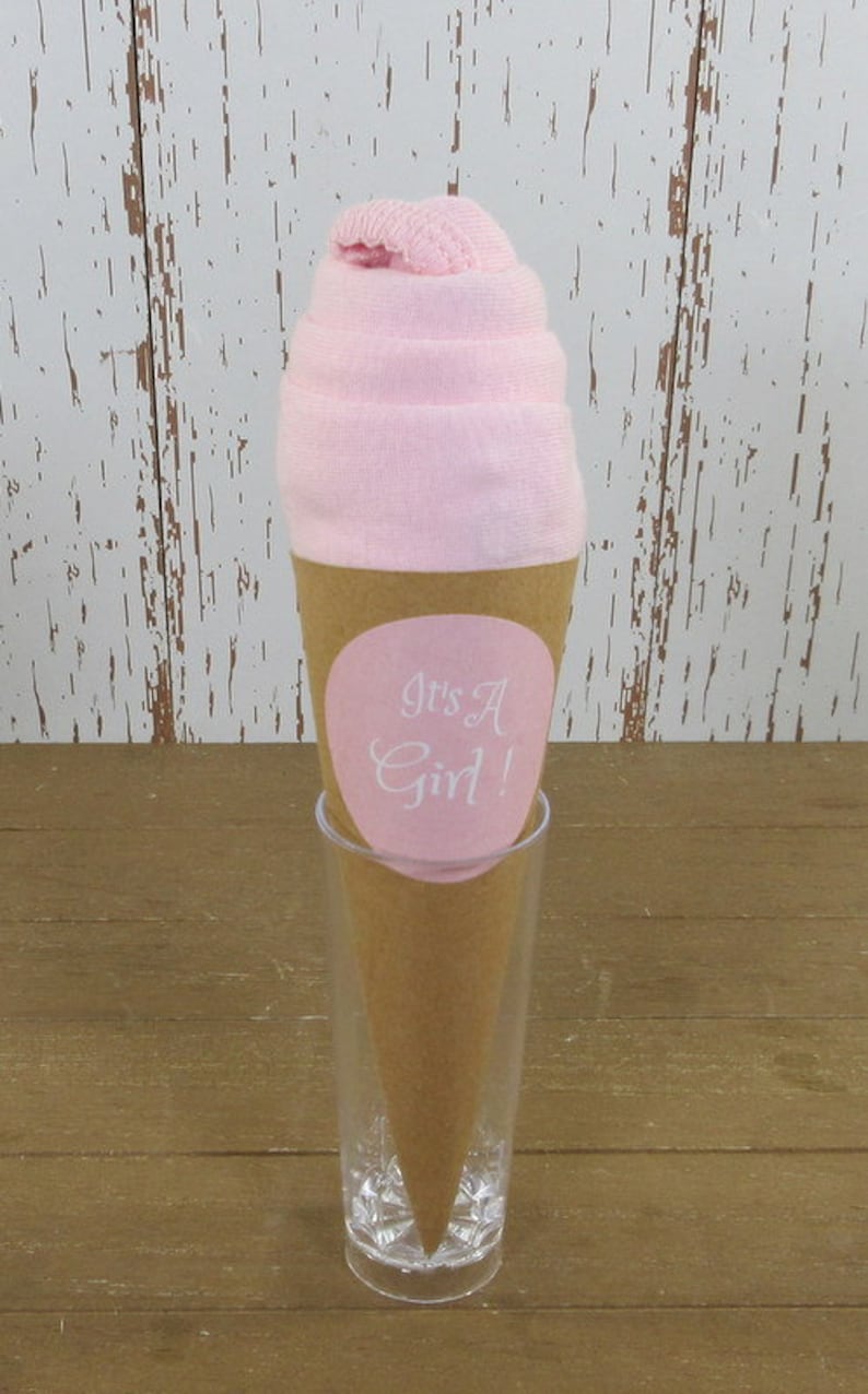 Baby Ice Cream Cone, Baby Shower Gift, Unique baby gift, New Mom Gift, New Baby Gift, Bodysuit Cupcake, Baby Shower decoration image 1