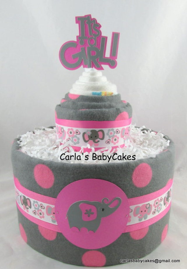 Elephant Diaper Cake Girl Diaper Cake Baby Shower Decoration Elephant Diaper Cake Girl Diaper Cake Baby Shower Decoration