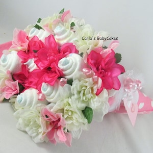 Baby Floral Bouquet, Baby Shower Bouquet, New Mom Gift, Baby shower decoration, Unique baby gift, Baby diaper gift, New baby gift