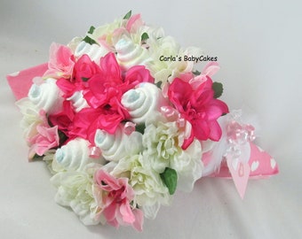 Baby Floral Bouquet, Baby Shower Bouquet, New Mom Gift, Baby shower decoration, Unique baby gift, Baby diaper gift, New baby gift