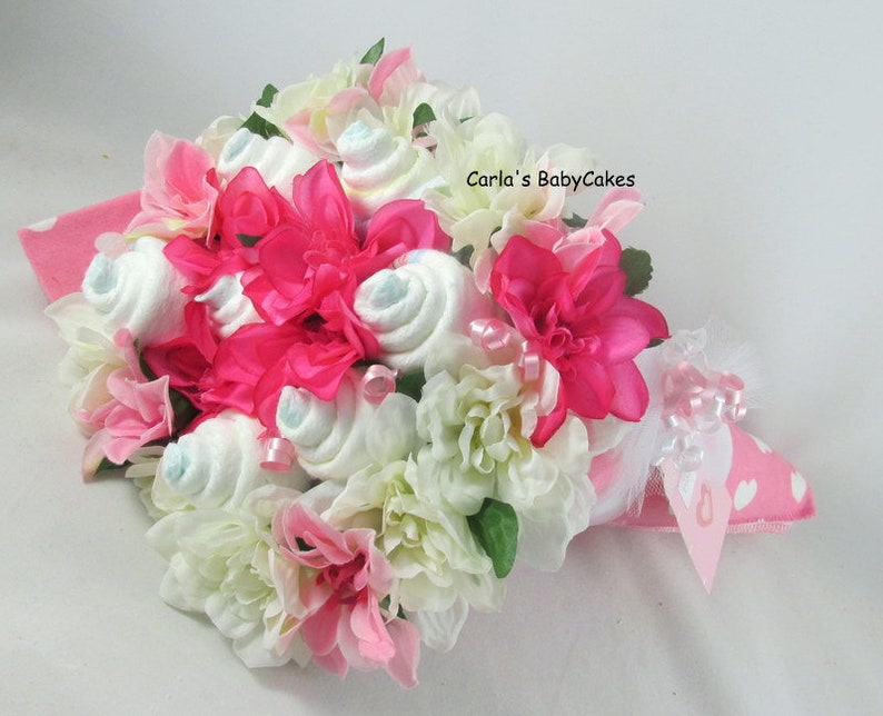 Baby Floral Bouquet, Baby Shower Bouquet, New Mom Gift, Baby shower decoration, Unique baby gift, Baby diaper gift, New baby gift image 1