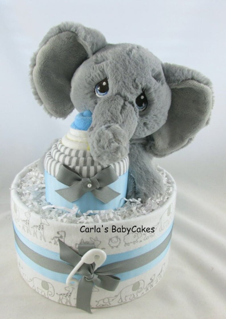Elephant Diaper Cake Boy Diaper Cake Baby Shower Decoration Etsy